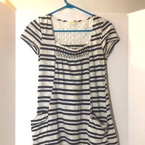 Anthropologie Meadow Rue short sleeve baby doll size xs blue white cottage core